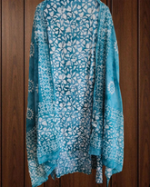 Cotton Batik Elegance: Kurta with Laser-Cut Daman & Printed Dupatta